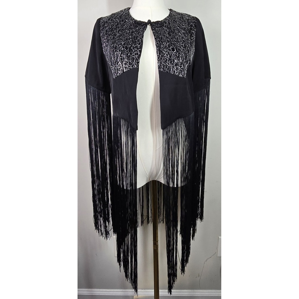 Disturbia Sharona Fringed Bolero Jacket Black Whimsigoth Witch UK 8 / US 4